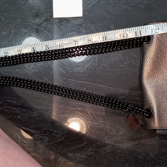 Coach Pebbled Leather Bronze/Black Crossbody/Shoulder Mini Bag With Chain Strap - Picture 11 of 16